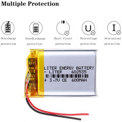 3.7V 600mAh Rechargeable Li-Polymer 602535 Liter energy battery For MP3 MP4 Game Player Mouse Lampe speaker toy