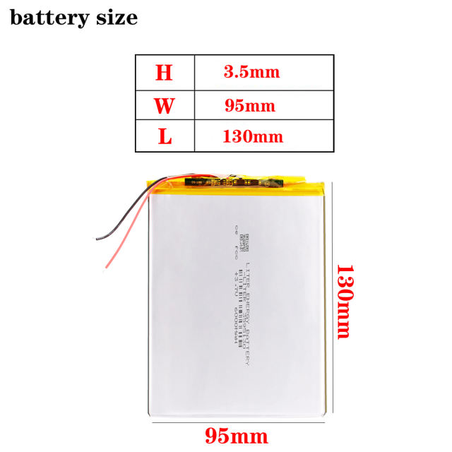 3.7v lithium battery 3595130 6000mAh Liter energy battery For V971 VI40 dual-core tablet Games Accessories Battery