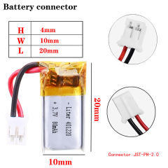 3.7v 401020 80mah Liter energy battery Bluetooth Cell Lithium Polymer Battery With 2pin PH 2.0mm Plug