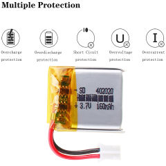 3.7V 120mAh 402020 BIHUADE Lithium Polymer Rechargeable Battery For phone electronic device Bluetooth pen With 2pin PH 2.0mm Plug