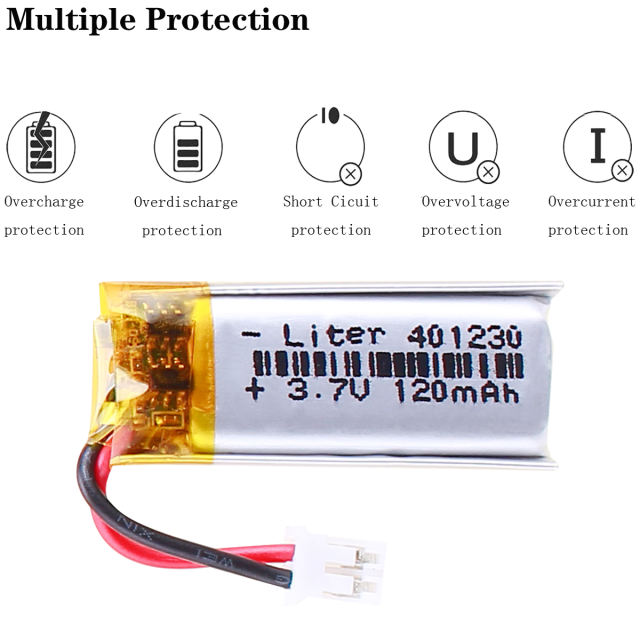 3.7V 120mAh 401230 polymer lithium battery for remote control car key car alarm battery With 2pin PH 2.0mm Plug