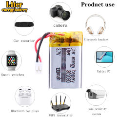 3.7V 302030 130mah BIHUADE lithium polymer battery bluetooth polymer rechargeable battery With 2pin PH 2.0mm Plug