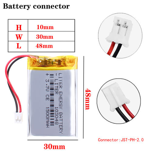 3.7V 1500mAh 103048 BIHUADE polymer Lithium Battery For Early Education Machine Bluetooth Headset  With 2pin PH 2.0mm Plug