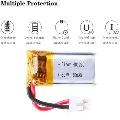 3.7v 401020 80mah Liter energy battery Bluetooth Cell Lithium Polymer Battery With 2pin PH 2.0mm Plug