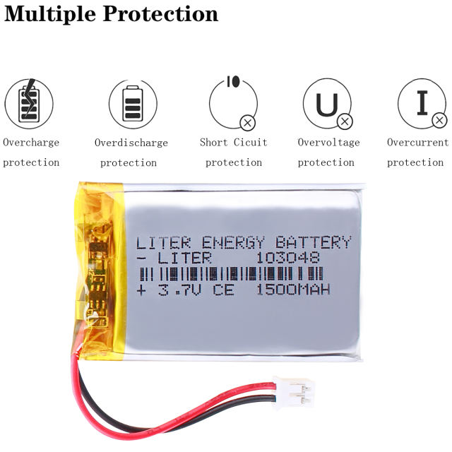 3.7V 1500mAh 103048 BIHUADE polymer Lithium Battery For Early Education Machine Bluetooth Headset  With 2pin PH 2.0mm Plug