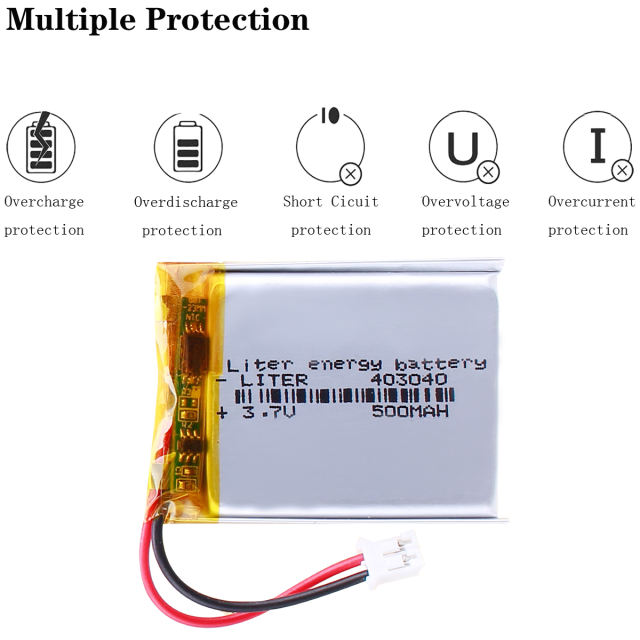 3.7 V 500mah 403040 polymer Lithium Ion Battery Liter energy battery Ce Fcc Rohs Msds Quality Certification With 2pin PH 2.0mm Plug