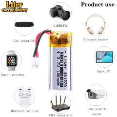 3.7V 120mAh 401230 polymer lithium battery for remote control car key car alarm battery With 2pin PH 2.0mm Plug