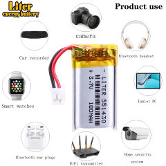 180mAh 3.7V 551430 Lithium Polymer Rechargeable battery is For Mp3Mp4 Mp5 DIY bluetooth heads remote With 2pin PH 2.0mm Plug