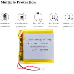 505050 3.7 V 1800mah lithium polymer battery for mobile emergency power charging treasure battery With 2pin PH 2.0mm Plug