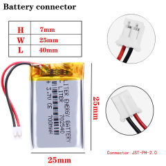 3.7V 702540 700mAh Rechargeable Li-ion Battery For bluetooth headset MP3 MP4 speaker mouse recorder With 2pin PH 2.0mm Plug