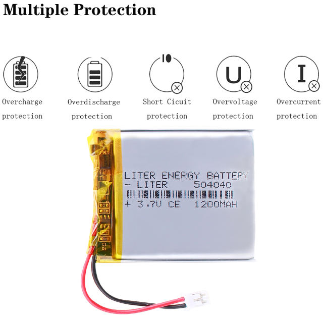 1200mAh 504040 3.7V Liter energy battery lithium polymer battery point reading machine battery pack medical device With 2pin PH 2.0mm Plug