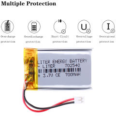 3.7V 702540 700mAh Rechargeable Li-ion Battery For bluetooth headset MP3 MP4 speaker mouse recorder With 2pin PH 2.0mm Plug