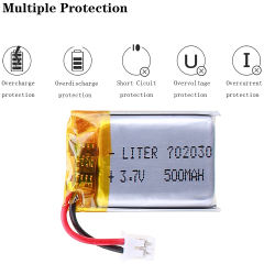 3.7V 500mAh 702030 Lithium Polymer Rechargeable Battery For bluetooth electronic part Video games With 2pin PH 2.0mm Plug