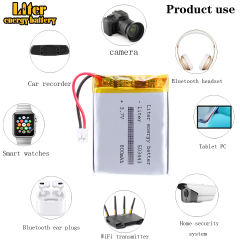 503443 3.7V 800mah Lithium polymer Battery For GPS DVD Toy LED Light Headphone With 2pin PH 2.0mm Plug