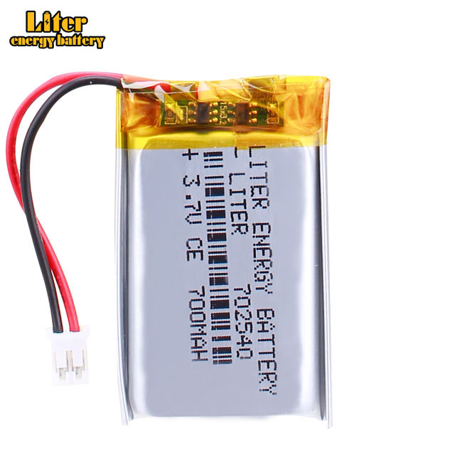 3.7V 702540 700mAh Rechargeable Li-ion Battery For bluetooth headset MP3 MP4 speaker mouse recorder With 2pin PH 2.0mm Plug