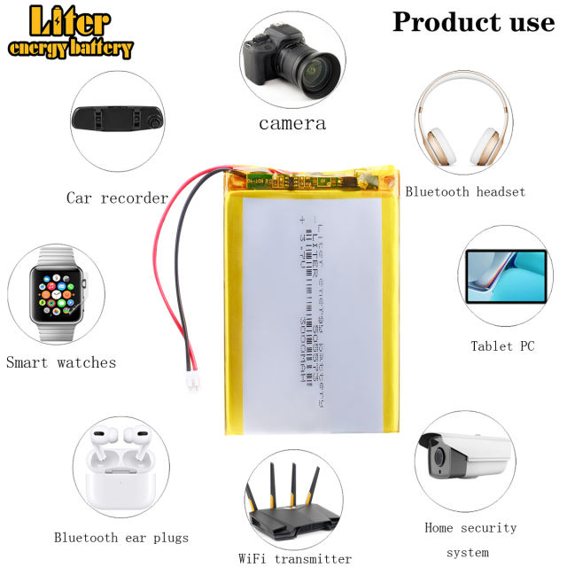 3.7V polymer lithium battery 505573 3000MAH navigator card card mobile power source With 2pin PH 2.0mm Plug