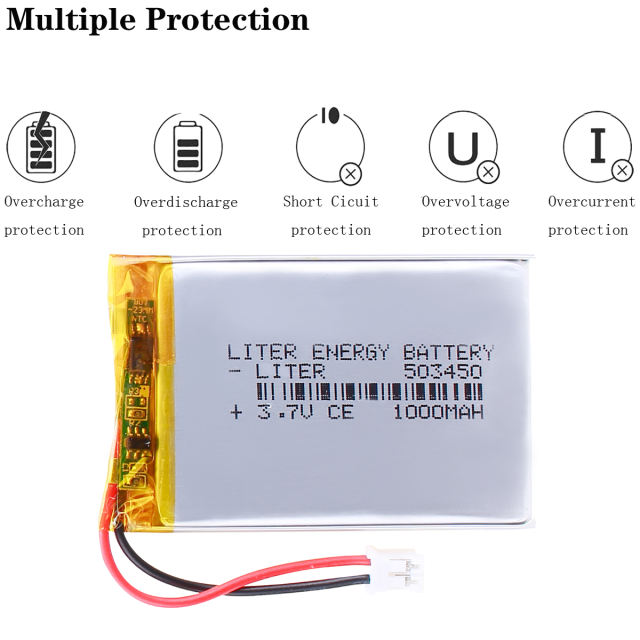 503450 3.7V 1000mAh Liter energy battery Lithium Polymer LiPo Rechargeable Battery li ion cells With 2pin PH 2.0mm Plug
