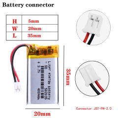 502035 3.7V 400mAh Polymer Lithium Battery Point Reading Pen Recorder Lighter Fan Container Battery With 2pin PH 2.0mm Plug