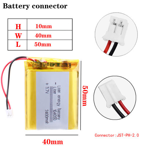 3.7V 104050 2400mAh BIHUADE Rechargeable for Tablet PC Laptop Power Bank Electronic Toys Driving Recorder With 2pin PH 2.0mm Plug