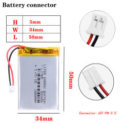 503450 3.7V 1000mAh Liter energy battery Lithium Polymer LiPo Rechargeable Battery li ion cells With 2pin PH 2.0mm Plug