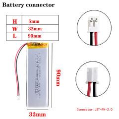 3.7v 503290 1900mah Rechargeable li-Polymer Battery replace for bluetooth version of the KBD67 lite keyboard With 2pin PH 2.0mm Plug