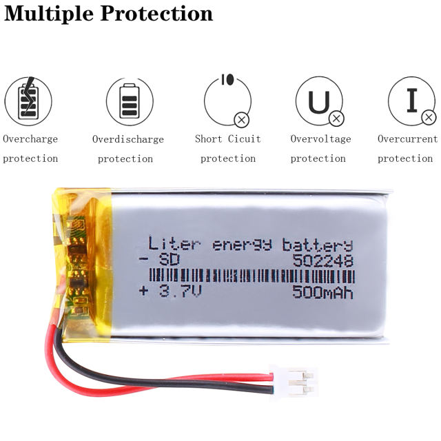 BIHUADE 3.7V 502248 500MAH polymer lithium battery Rechargeable Battery For MP3 MP4 GPS PDA With 2pin PH 2.0mm Plug