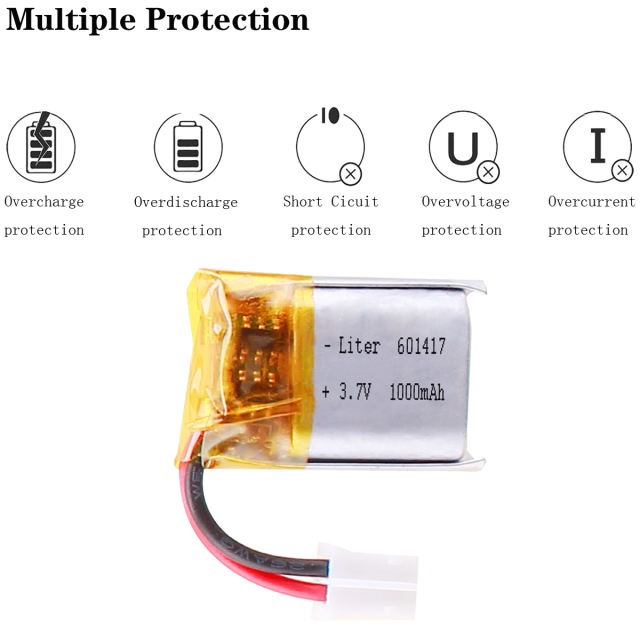 3.7V 100mAh Rechargeable Battery Lithium Polymer 601417 For Anki Overdrive cars bluetooth headset headphone With 2pin PH 2.0mm Plug