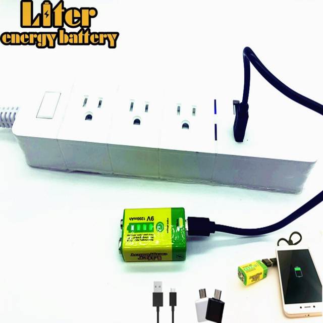 USB Battery 9V 1200mAh  Liter energy battery Li-polymer Rechargeable   lithium battery