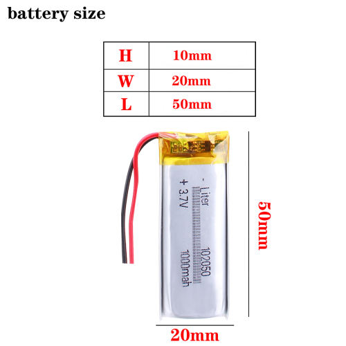 3.7V 102050 1000mAh BIHUADE lithium polymer Rechargeable battery With PCB For MP3 MP4 GPS PDA BT Bluetooth Headset Speaker