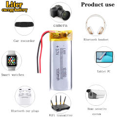 3.7V 102050 1000mAh BIHUADE lithium polymer Rechargeable battery With PCB For MP3 MP4 GPS PDA BT Bluetooth Headset Speaker