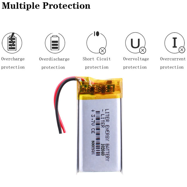 3.7V 102040 800mAh BIHUADE Polymer Lithium ion / Li-ion Battery For GPS Mp3 Mp4 Radio-controlled Electrical Device DVR CAM