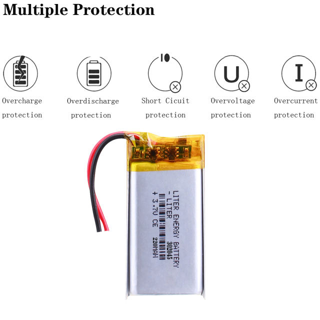 3.7v 302045 220mAh Liter energy battery lithium polymer rechargeable battery For GPS PSP mobile bluetooth