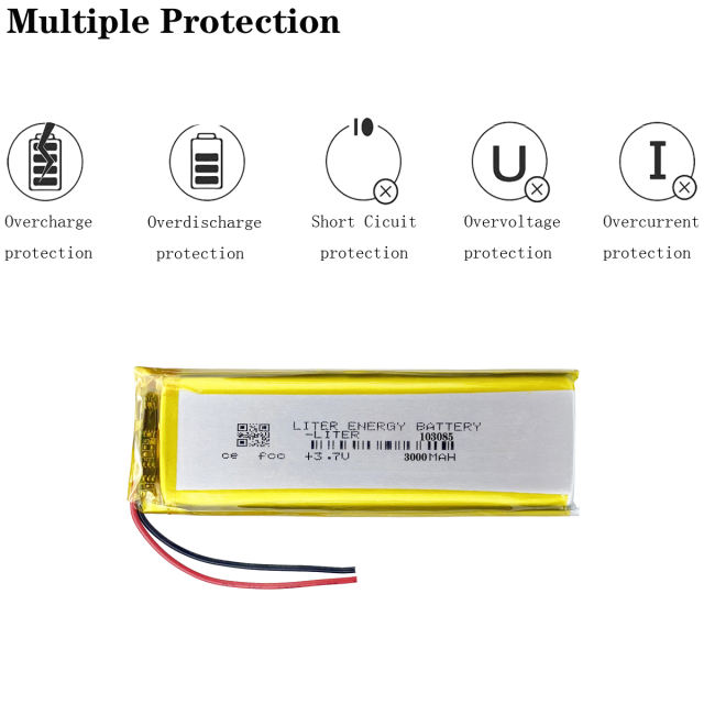 3.7V polymer lithium battery 3000mah 103085 suitable for mobile power supply navigator charging