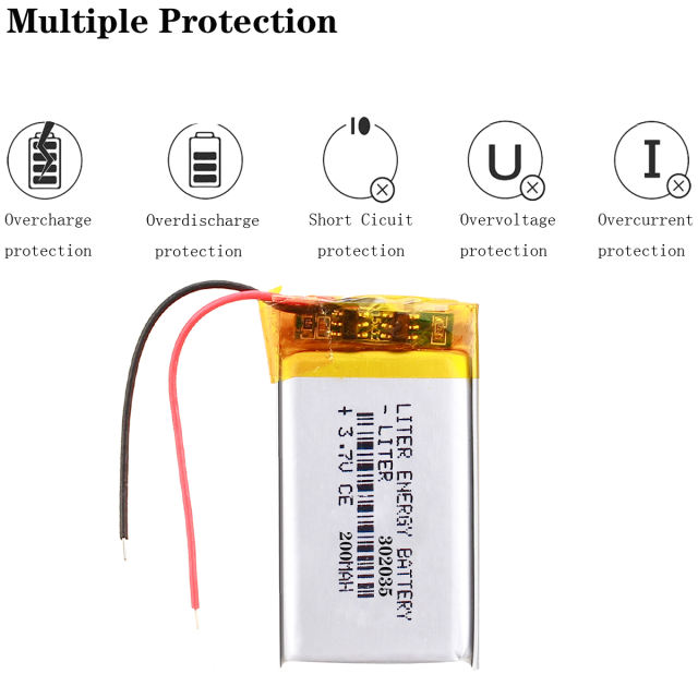 302035 3.7v 200mah BIHUADE Lithium Polymer Battery Mp3 Mp4 Bluetooth Lithium Battery Small Stereo Bluetooth Gps