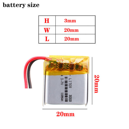 3.7V 110mAh 302020 BIHUADE Polymer lithium ion / Li-ion battery for speaker,MP5,Bluetooth earphone,MP3,MP4,SMART WATCH