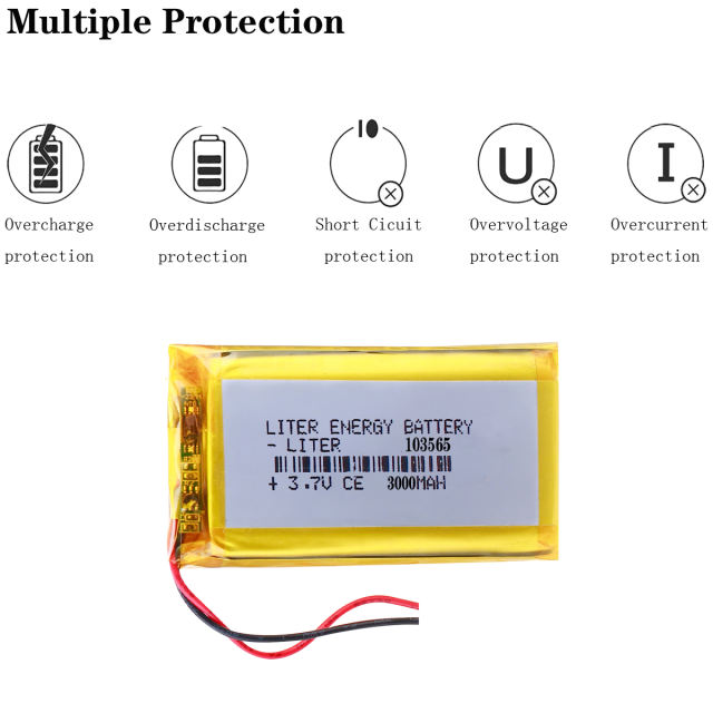 3.7V 3000mAH 103565 Liter energy battery Polymer lithium ion Rechargeable battery for POWER BANK,GPS,mp3,mp4,E-book,tablet,speaker