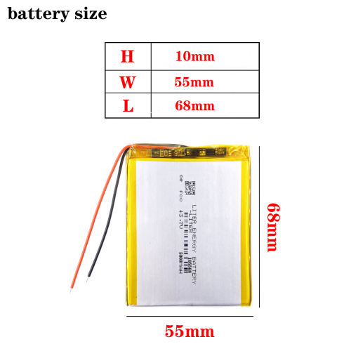 3.7V 5000mAH 105568 Liter energy battery Polymer lithium ion / Li-ion battery for tablet pc 7 inch 8 inch 9inch