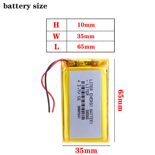 3.7V 3000mAH 103565 Liter energy battery Polymer lithium ion Rechargeable battery for POWER BANK,GPS,mp3,mp4,E-book,tablet,speaker