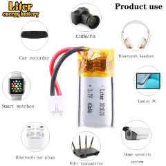 3.7V 301020 40mAH  Liter energy battery lithium polymer battery mp3 Bluetooth headset small toys With 2pin PH 2.0mm Plug