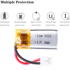 3.7V 301020 40mAH  Liter energy battery lithium polymer battery mp3 Bluetooth headset small toys With 2pin PH 2.0mm Plug