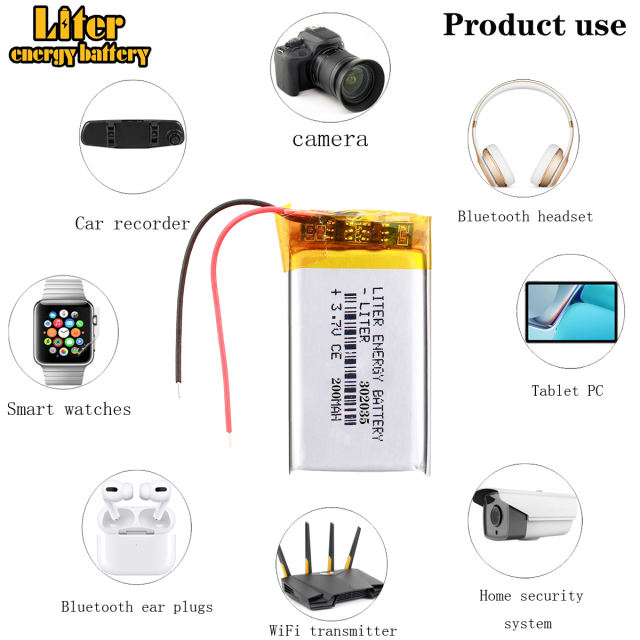 302035 3.7v 200mah BIHUADE Lithium Polymer Battery Mp3 Mp4 Bluetooth Lithium Battery Small Stereo Bluetooth Gps