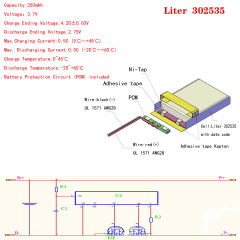 Size 302535 3.7v 250mah Liter energy battery Lithium Polymer Battery With Board For Digital Products