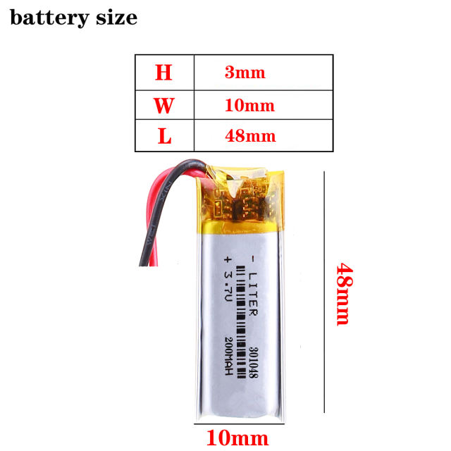 3.7V lithium polymer  301048 200MAH BIHUADE recorder steelmate Bluetooth toy point reading pen