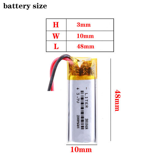 3.7V lithium polymer  301048 200MAH BIHUADE recorder steelmate Bluetooth toy point reading pen