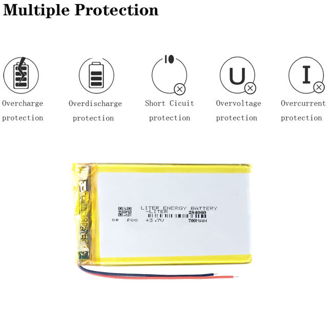 3.7V 284060 700mAH Liter energy battery polymer lithium batteries For GPS Camera intercom