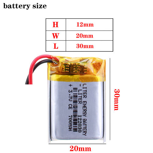 3.7V 122030 700mAh Rechargeable Li-ion Battery For bluetooth headset MP3 MP4 speaker mouse recorder