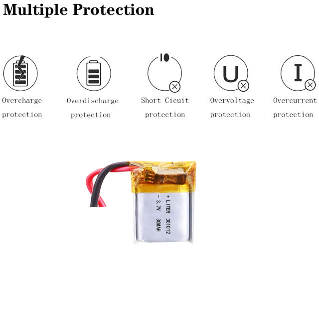 3.7V 301012 30MAH Liter energy battery polymer lithium battery electronic table small toys Bluetooth LED lamp package