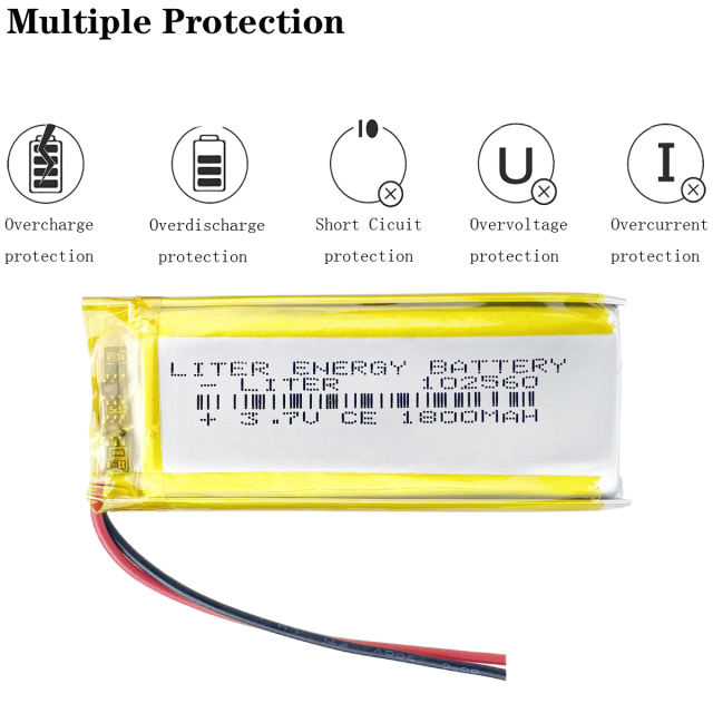 3.7V 1800mAh 102560 Lithium Polymer Rechargeable Battery Accumulator Li ion lipo cell For E-book power bank DIY Tablet PC