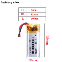 3.7 V 301230 110MAH BIHUADE Polymer lithium battery CE FCC ROHS MSDS quality certification