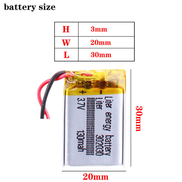 BIHUADE 3.7V 302030 130mah lithium polymer battery bluetooth polymer rechargeable battery